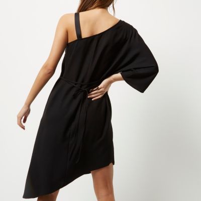 Black asymmetric one shoulder dress